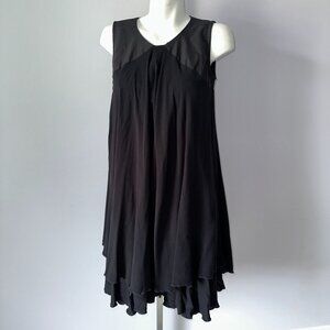 Metamorphoza Black Dress Cotton Lagenlook Goth Sleeveless Handkerchief Hem M